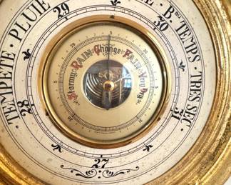 French Louis XV Style Giltwood Wall Barometer & Thermometer, Rococo Weather Station