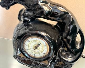 Black Panther Ceramic Mantel Clock/Light