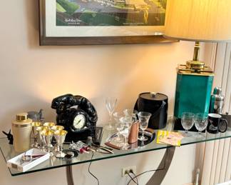 Large Emerald Teal/Brass Table Lamp
