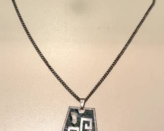 Sterling Silver Taxco Mosaic Pendant Necklace – Aztec Design