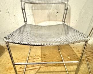 Arrben Italian Chrome Wire Mesh Dining Chair, Made in Italy, Modern Designer Side Chair, Contemporary Dining Seating