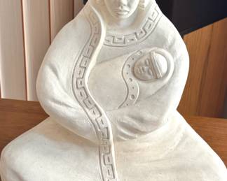 Haeger Native American Mother & Child Sculpture, 1989 Matte White Art Pottery Figurine, Southwestern Decor