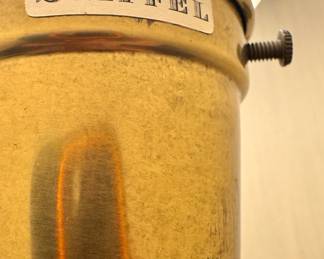 Stiffel Mid-Century Modern Walnut & Brass Table Lamp with Original Shade
