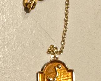 Gold Filled Volleyball Figural Lapel Pin Vintage Sports Jewelry
