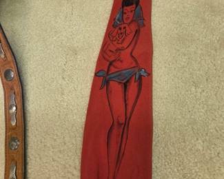 Hand-Painted Pin-Up Girl Necktie