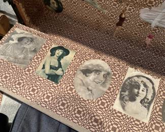 World War I,  Era Steamer Trunk with Original 1920s Flapper & Silent Film Collage Interior