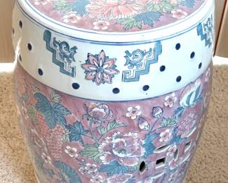 Chinese Famille Rose Floral Porcelain Garden Stool