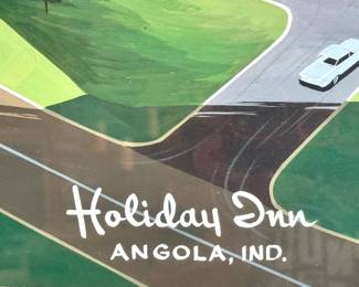 Original Mid-Century Holiday Inn Architectural Rendering, Signed Commercial Design Illustration, Architectural Presentation Art