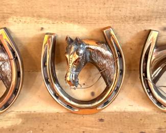 Equestrian Horse Head Horseshoe Wall Plaques