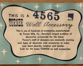 Turner Model 4565 Mid-Century Modern Sculptural Wall Mirror with Original Label