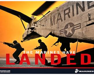 USMC "The Marines Have Landed" CH-46 Helicopter Recruitment Poster, United States Marine Corps