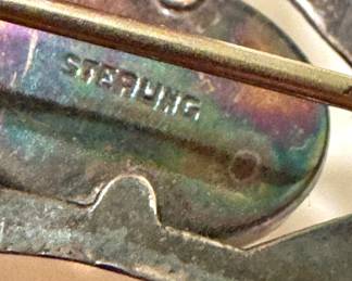 Sterling Silver Mother of Pearl Art Deco Brooch Pin