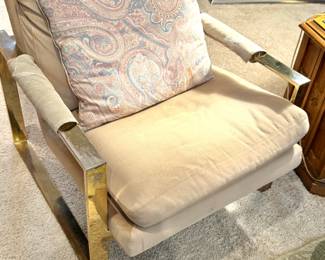 Thayer Coggin Brass Frame Lounge Chair