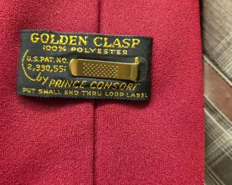 Prince Consort Golden Clasp Burgundy Polyester Necktie 1960s 1970s
