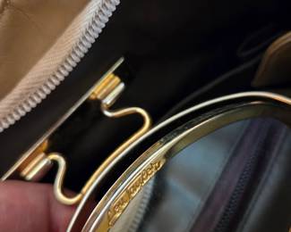 Lou Taylor Camel Leather Handbag with Interior Mirror and Coin Purse, Made in Italy