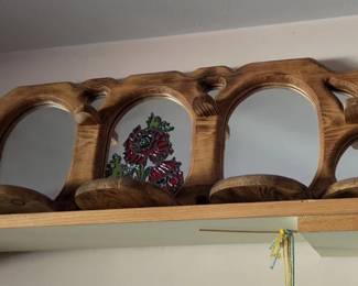 Carved Wood and Mirror Wall Piece