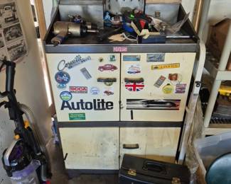 Antique Autolite Service writer cabinet