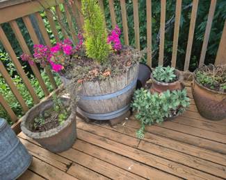 Planters and wine barrel Planter