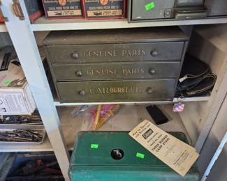 Antique Automotive Carter parts Bin