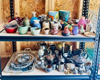 Vintage & antique silver plate, brass, pewter ware