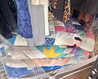 Vintage quilts and clothing