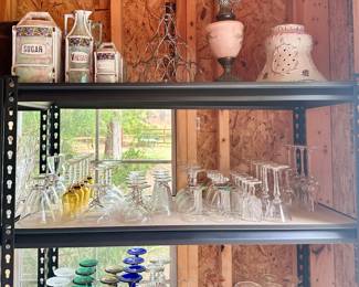 Vintage and antique glass sets, stem ware (glass canister set gone)
