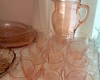 Pink depression glass 