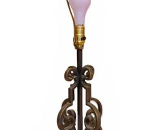 Cast Iron Art Deco Lamp W Ornate Scrollwork Detaling