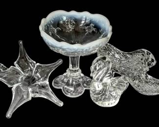 Fenton Cat Head Slipper Art Glass Figurines