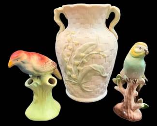 Ceramic Lily of the Valley Vase Bird Figurines