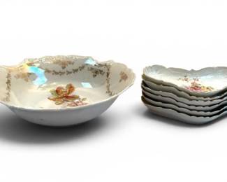 Porcelain Floral Bowl Dish Set Three Crown China