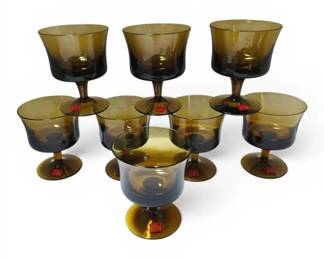 Denby Arabesque Spice Brown Glasses from Sweden w Original Stickers