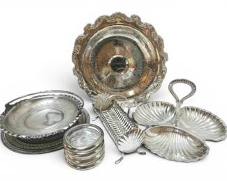 SilverPlated Shell Dishes, Serving Trays, Coasters
