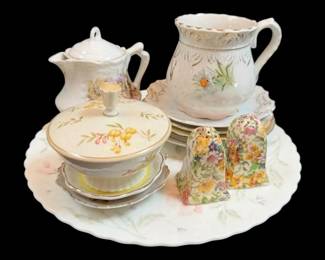 Yellow Ivory Floral China Plates, Shakers, More