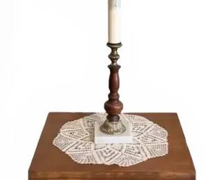 Antique Wooden Nightstand W Lamp