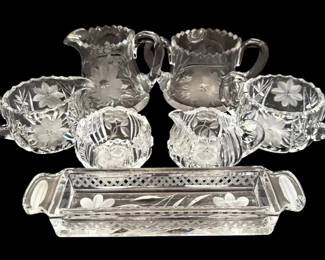 EAPG Sawtooth Cut Crystal Etched Glassware