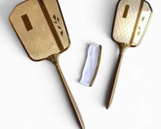 Gold SilverToned Vintage Vanity Set