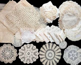Vintage Handmade Doilies, Linens, Tablecloths