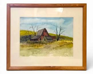 Signed Landscape Artwork W Frame
