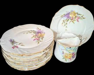 Germany Saxe Altenburg GoldRimmed Floral China Plates Tea Cup