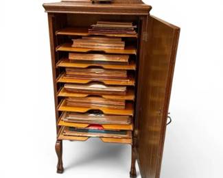 Antique Oak Music Cabinet w Metronome Sheet Music