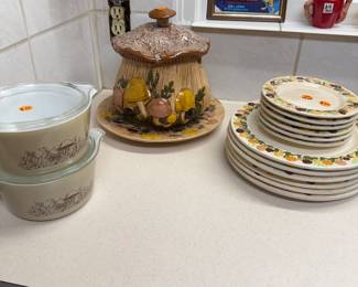 Arnel’s mushroom plates and tureen and mushroom Pyrex 