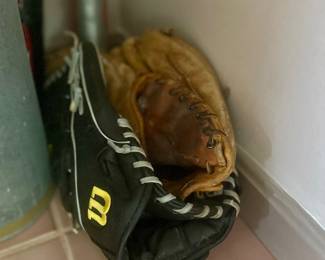 Baseball gloves & bats