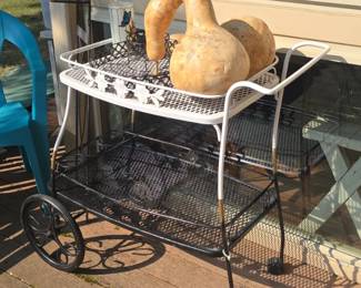 Vintage Woodard Wrought Iron TwoTier Patio Serving Cart