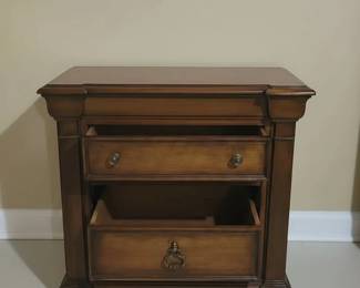 Traditional Wooden Nightstand with Drawer and Open Shelf