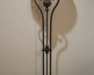 Wrought Iron Torchiere Floor Lamp with Scrollwork and Pineapple Finial