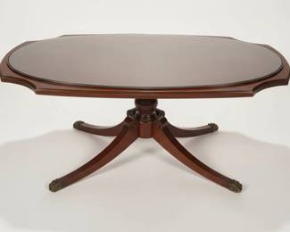 Vintage Duncan Phyfe Style Mahogany Oval Coffee Table with Glass Top