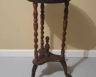Victorian Barley Twist Mahogany Plant Stand with Marble Top