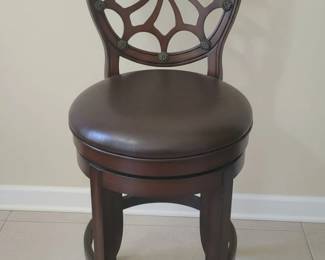 Scroll Back Swivel Bar Stool with Faux Leather Seat