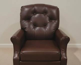 Dark Brown Leather Tufted Recliner